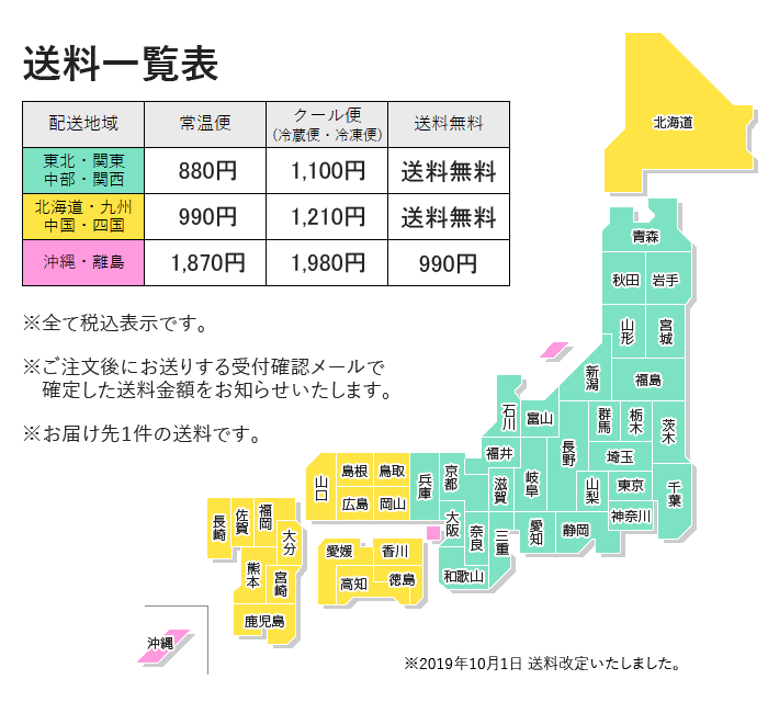 送料一覧表