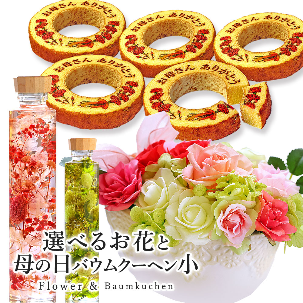 お花と母の日バウムクーヘン(小5個入り)